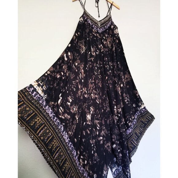 Free People Wild Divine Maxi Dress Size M Silver Beaded Asymmetric Hem Boho $168 - Picture 11 of 16
